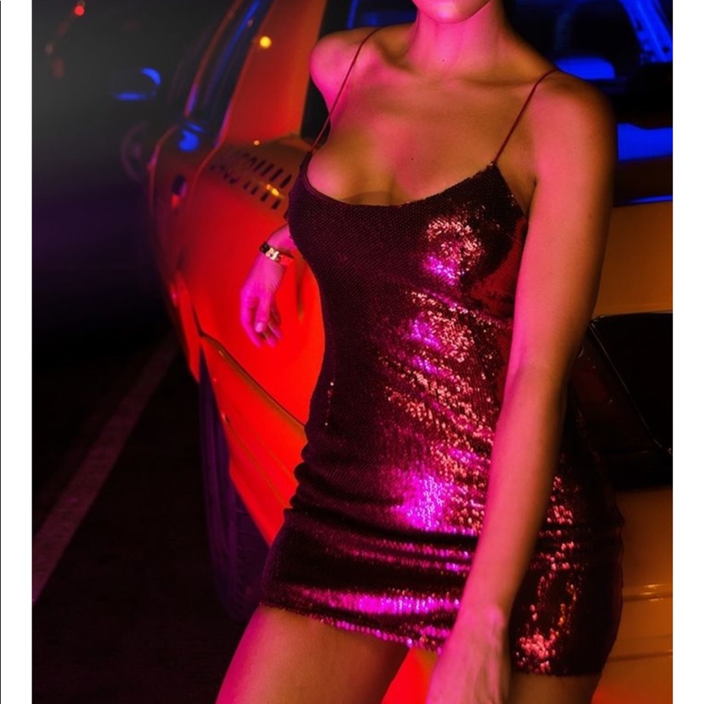 Red Sequins Mini Dress